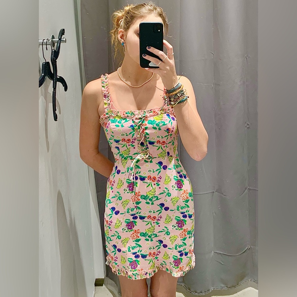 🍒🍌🫐🌸 Urban Outfitters Pink Fruity Dress